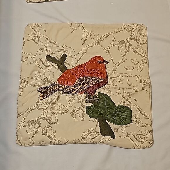 Pottery Barn Accents Embroidered Bird Decorative Pillow Covers. Set of 2… - Picture 3 of 8